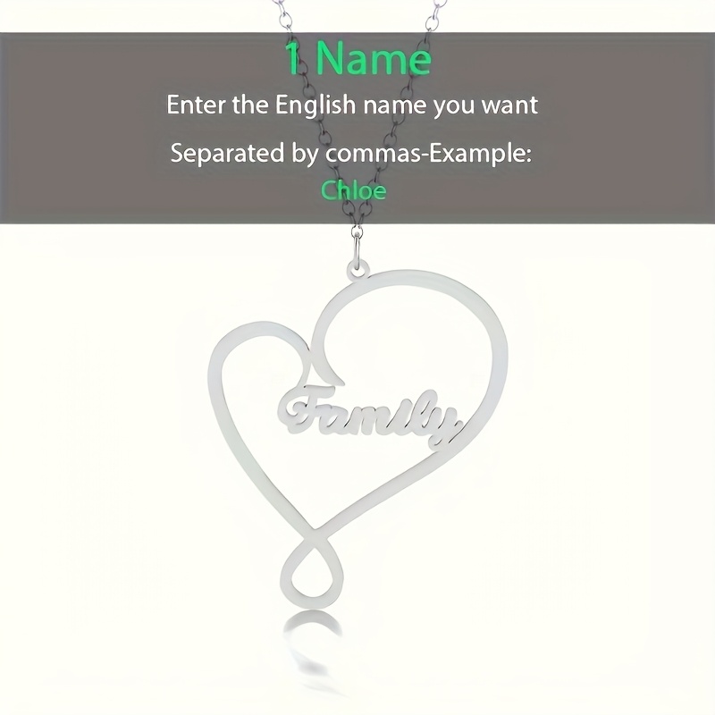 Custom Name Heart Pendant Necklace — Unisex Personalized Gift